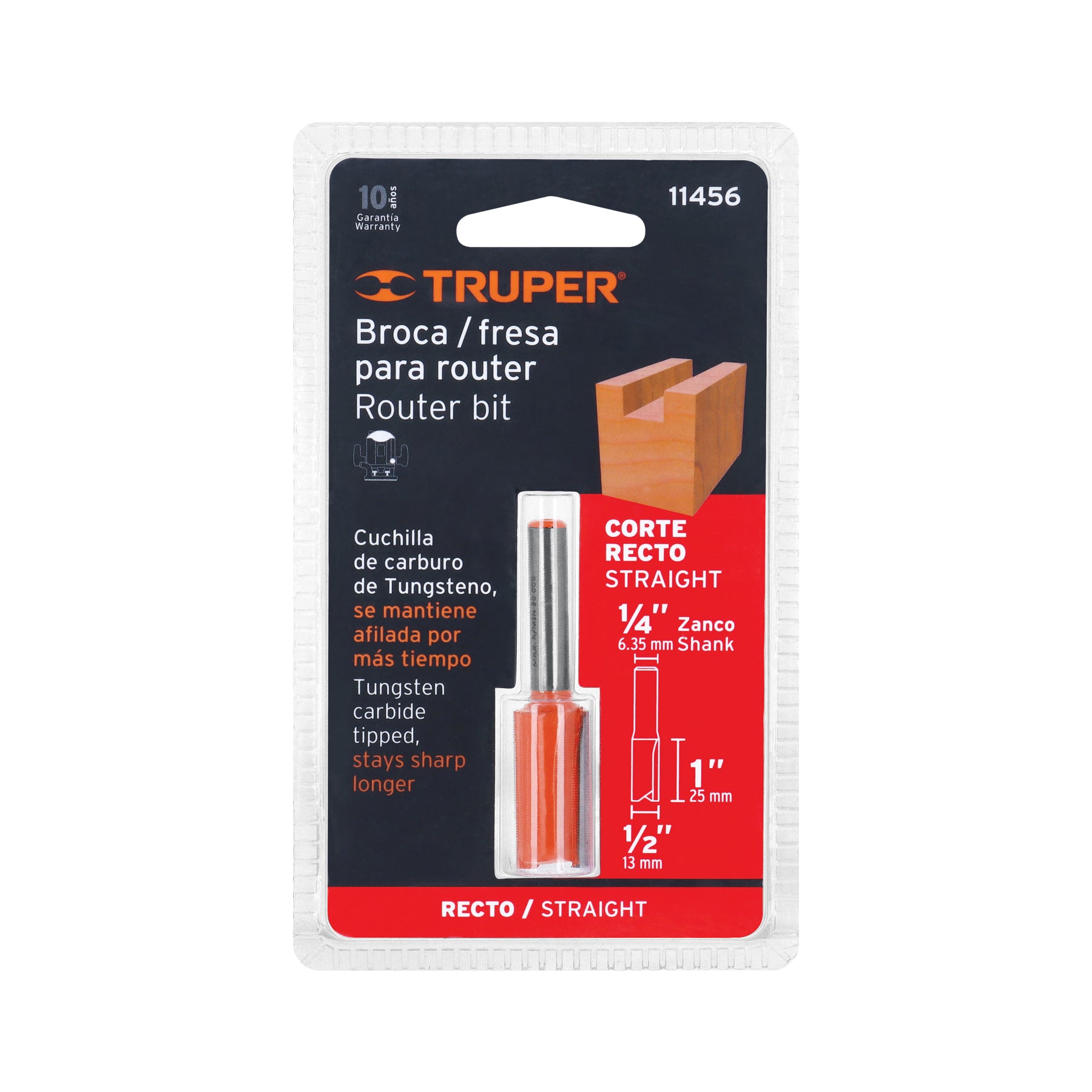 Broca para router, recta 2 filos, 1/2"