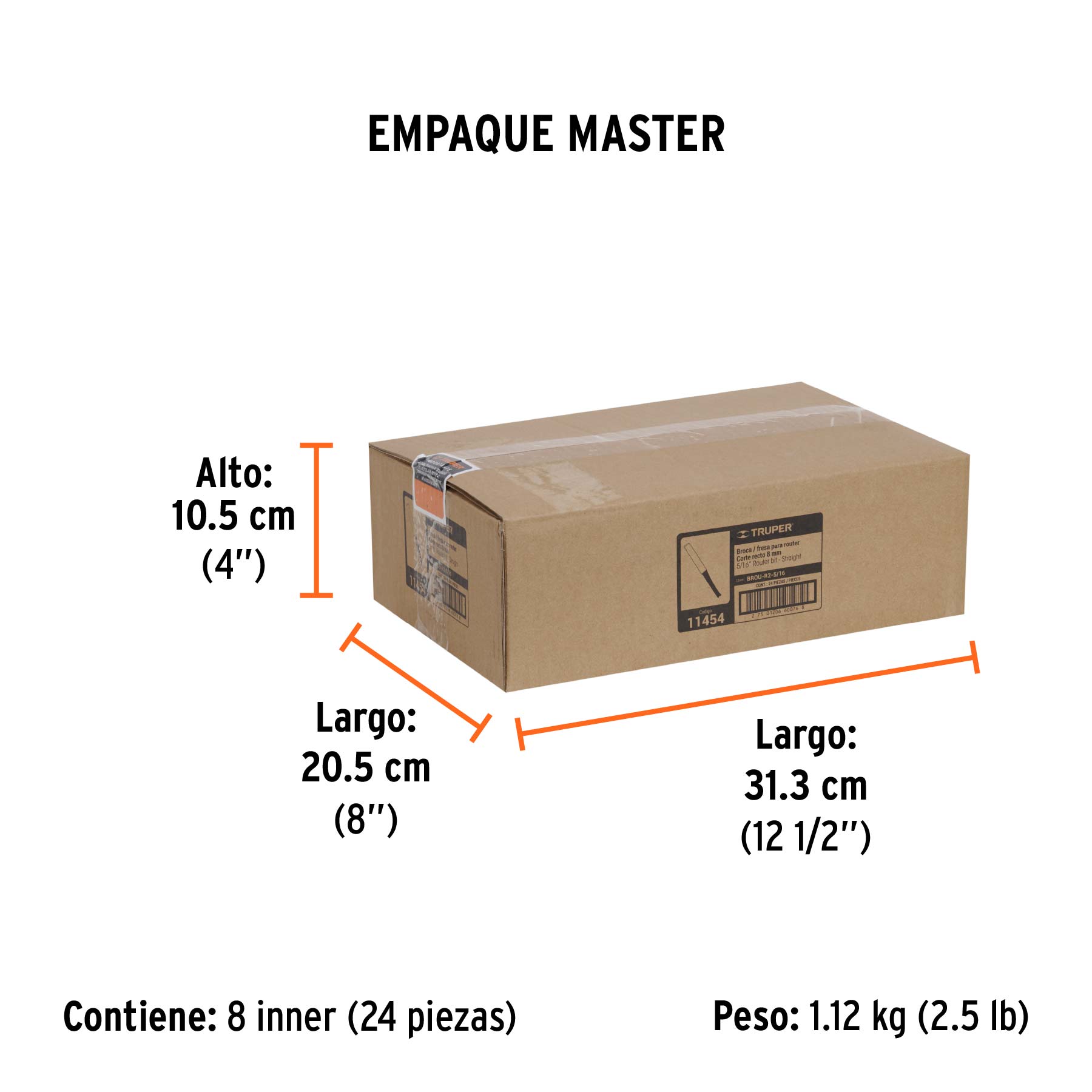 Broca para router, recta 2 filos, 5/16"