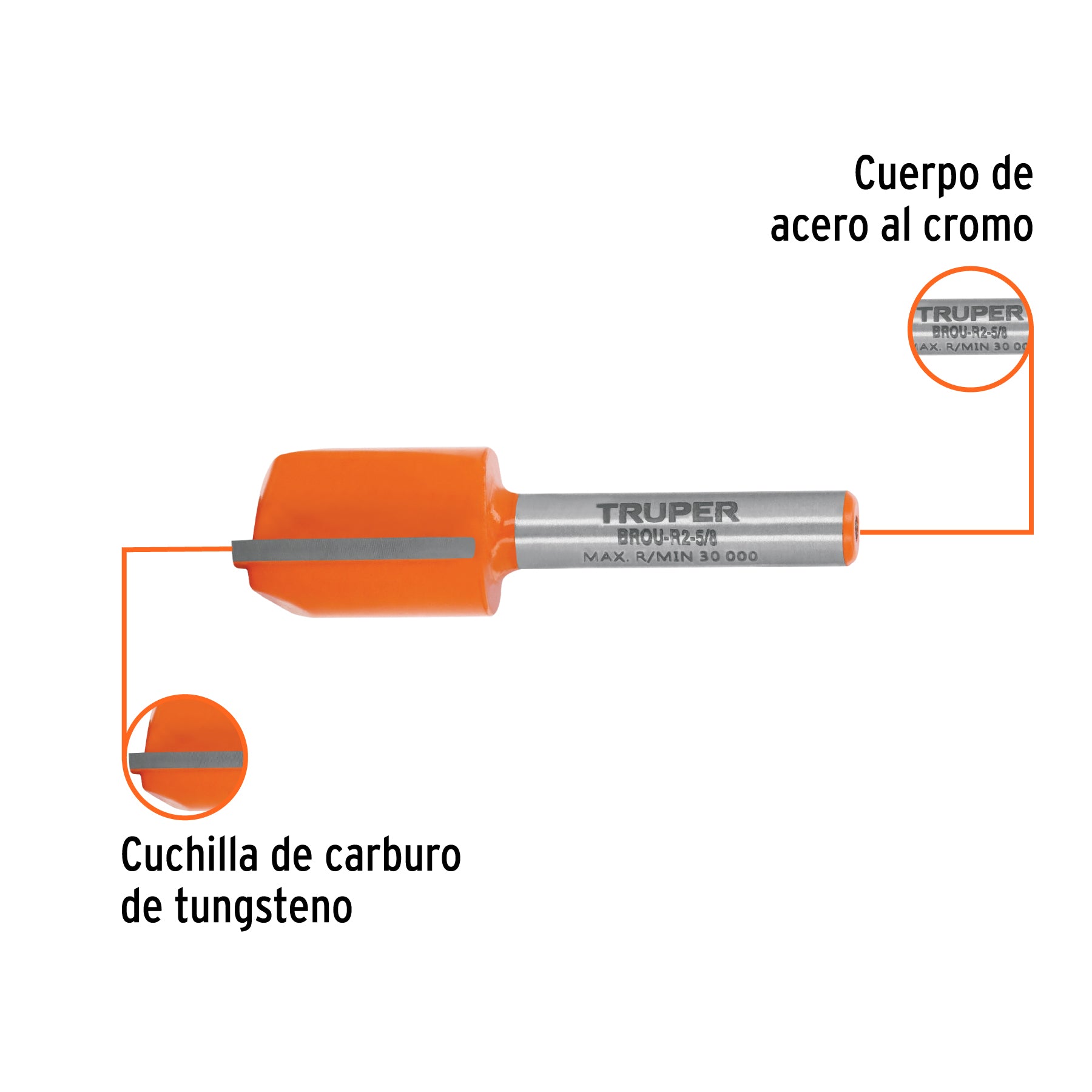 Broca para router, recta 2 filos, 5/8"