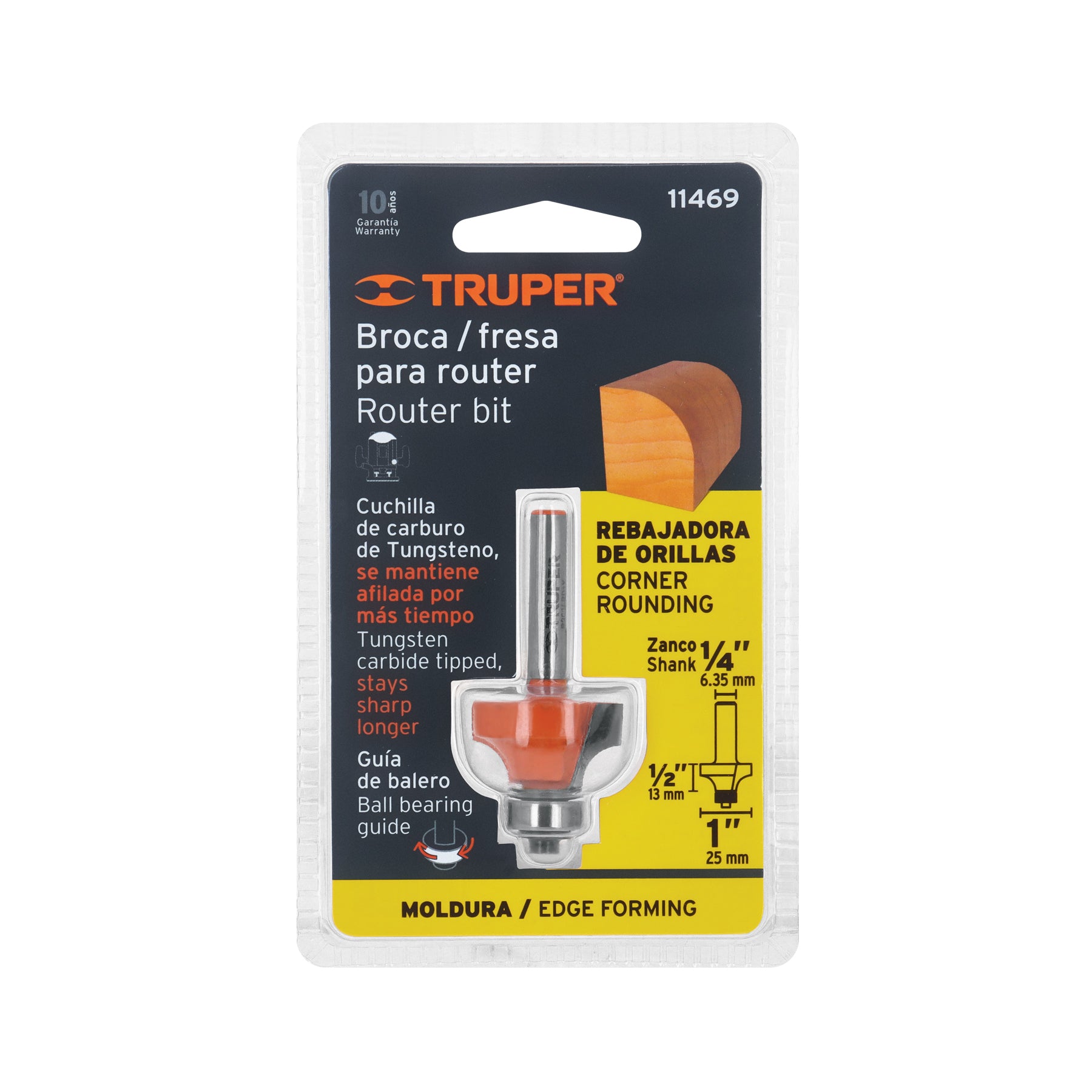 Broca para router, redondeado, 1" con balero