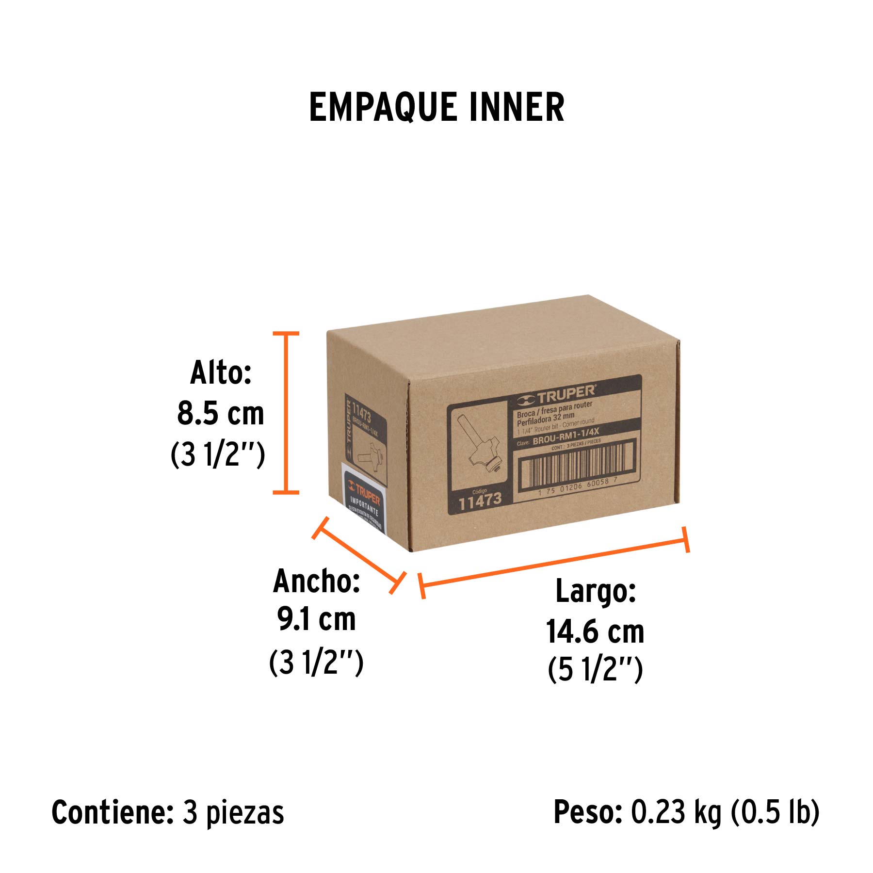 Broca para router, redondeado con moldura, 1-1/4" con balero