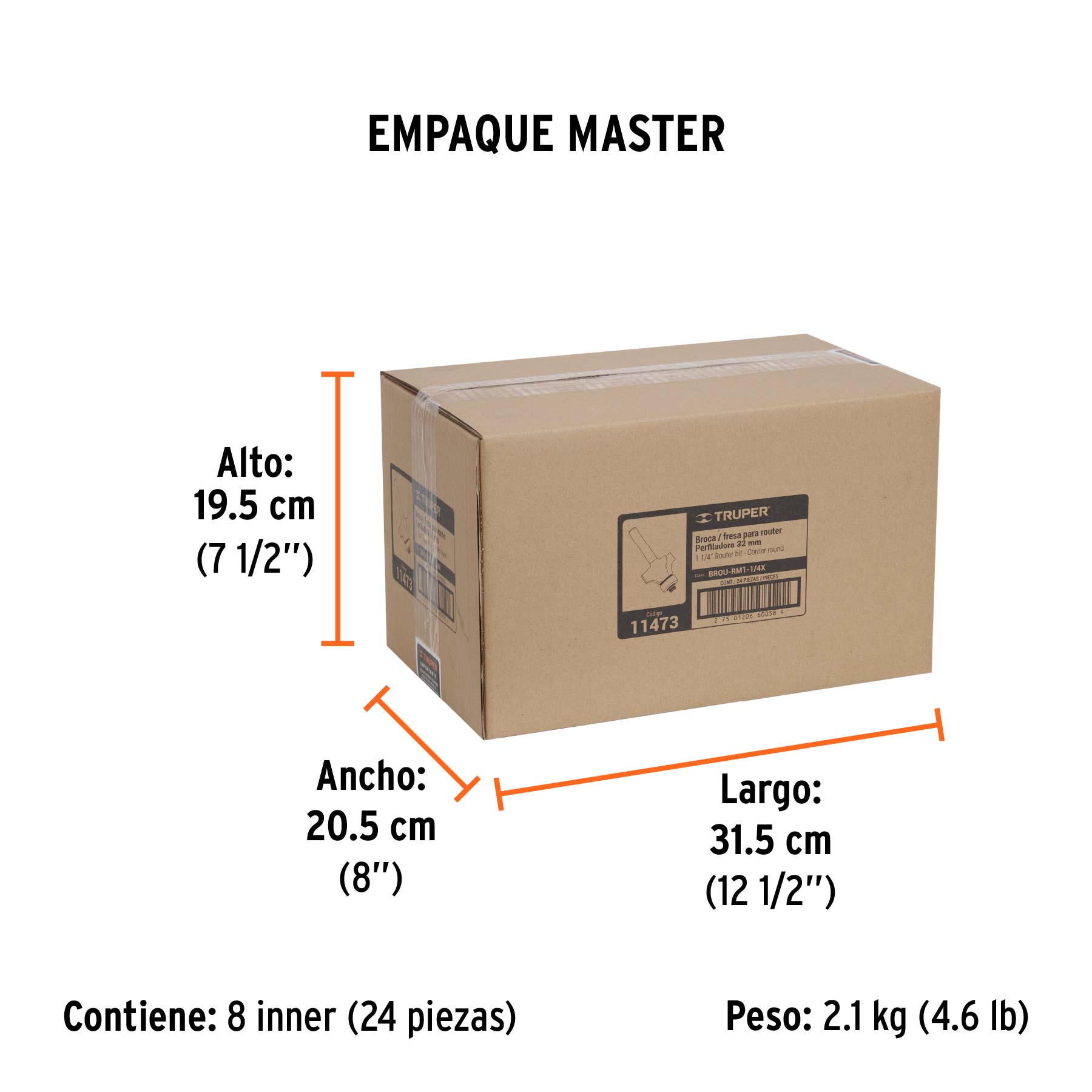 Broca para router, redondeado con moldura, 1-1/4" con balero