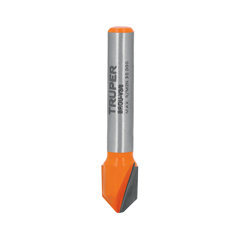 Broca para router, corte en "v", 3/8"