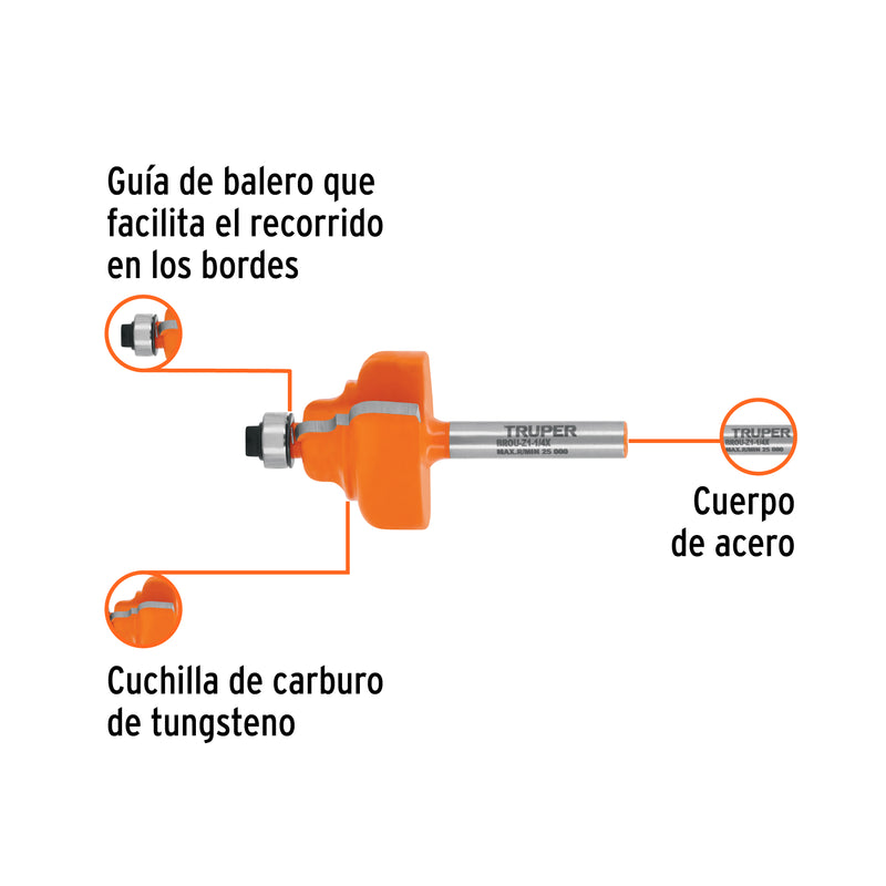 Broca para router, zafiro, 1-1/4", con balero