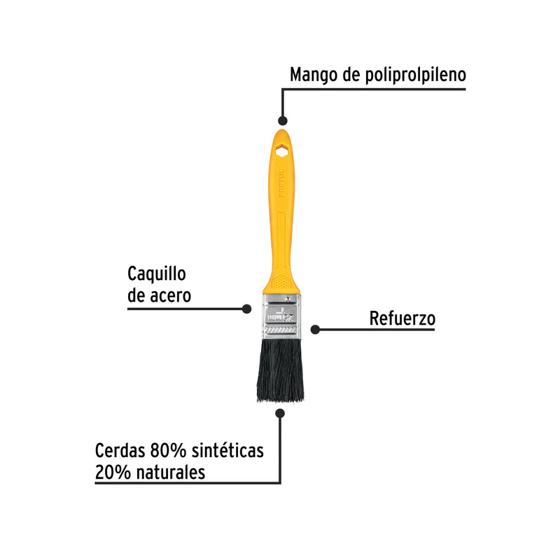 Brocha, mango de plástico, 1/2", Pretul