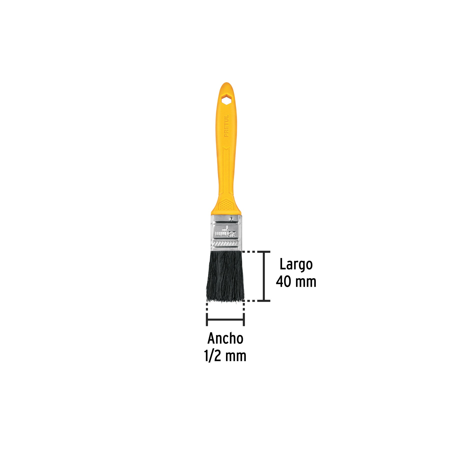 Brocha, mango de plástico, 1/2", Pretul