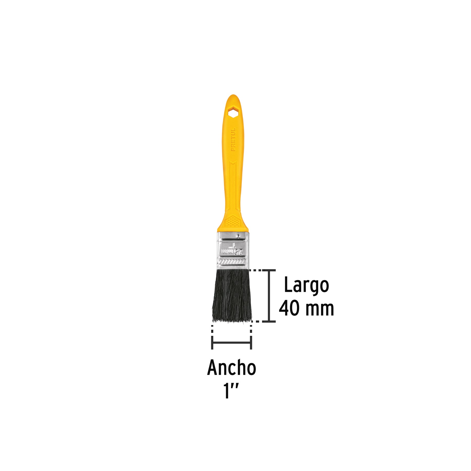 Brocha, mango de plástico, 1", Pretul