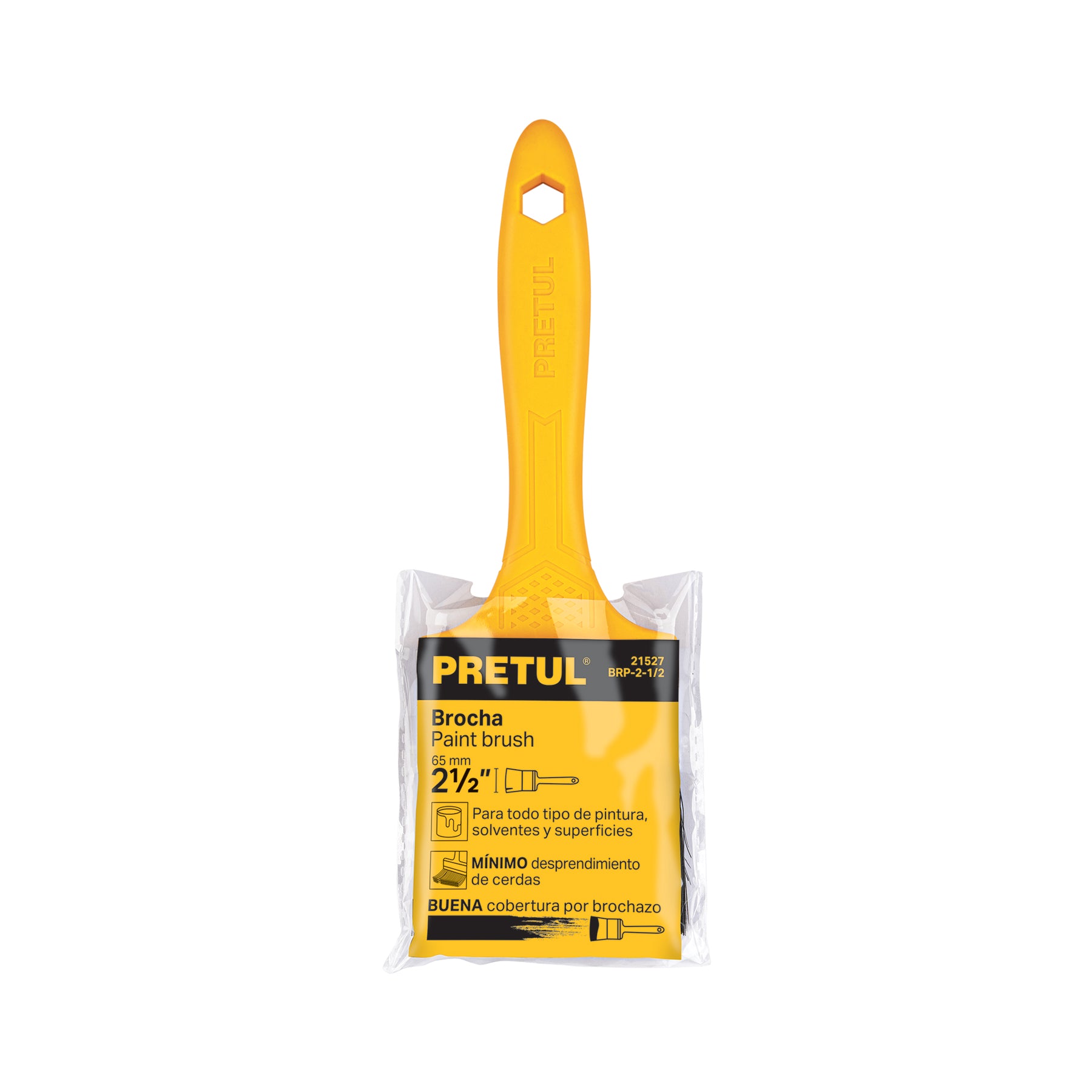 Brocha, mango de plástico, 2-1/2", Pretul