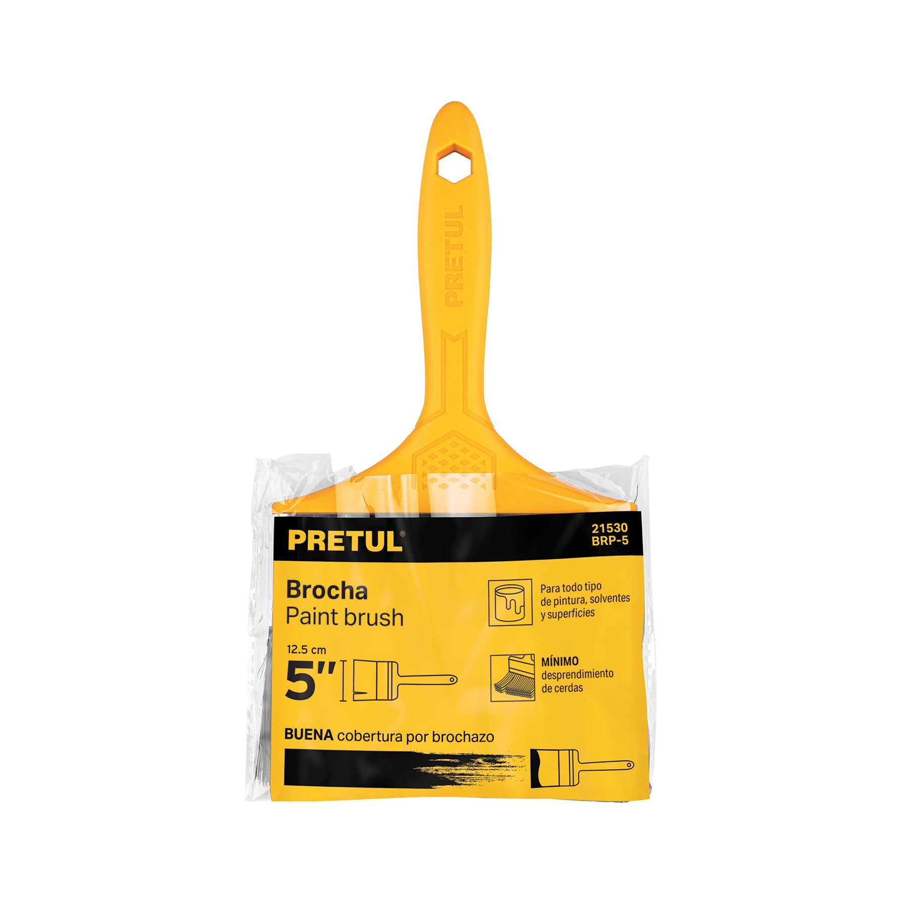 Brocha, mango de plástico, 5", Pretul