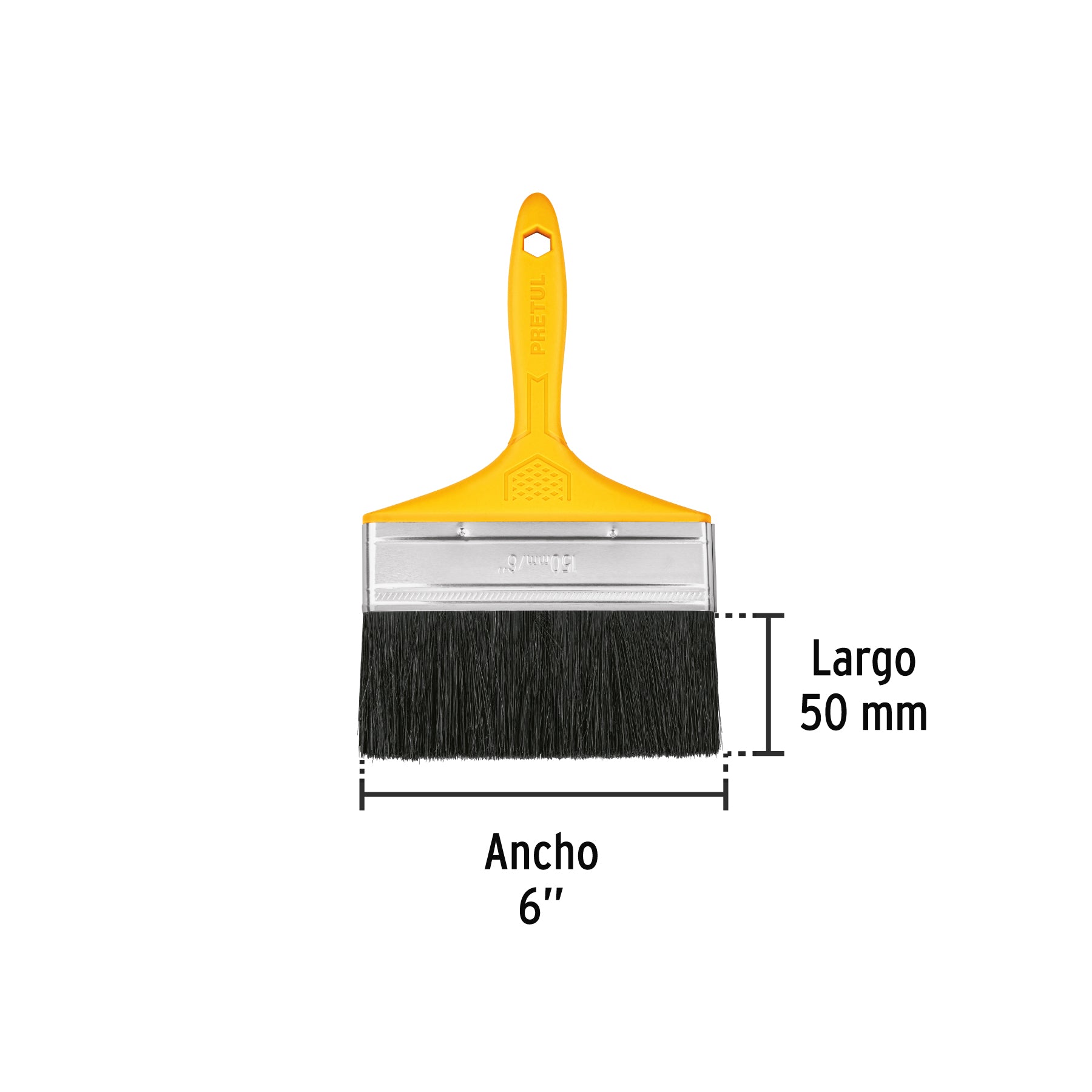 Brocha, mango de plástico, 6", Pretul