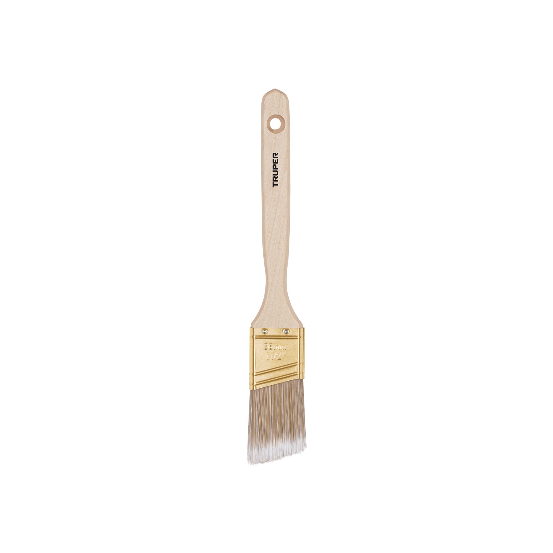 Brocha cerdas sintéticas, mango madera,corte angular, 1-1/2"