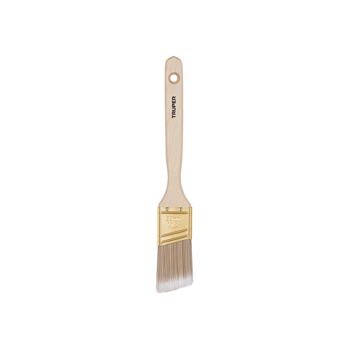 Brocha cerdas sintéticas, mango madera,corte angular, 1-1/2"
