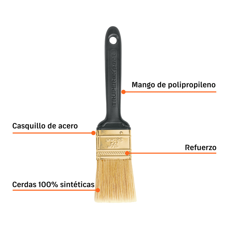 Brocha, mango de plástico, 1-1/2", Truper Expert