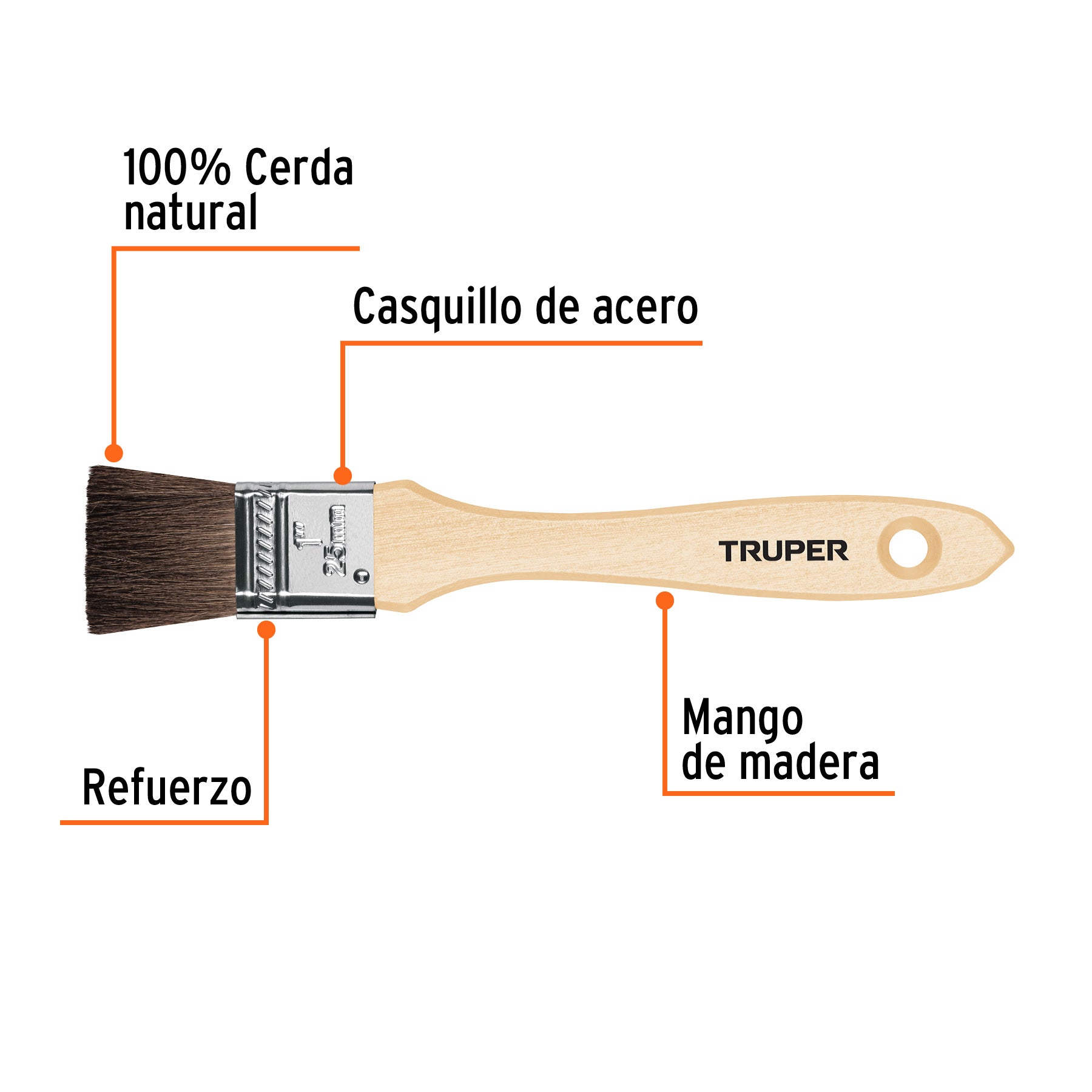 Brocha pelo de camello, mango de madera, 1"