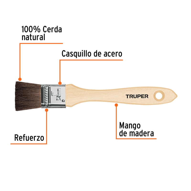 Brocha pelo de camello, mango de madera, 1"