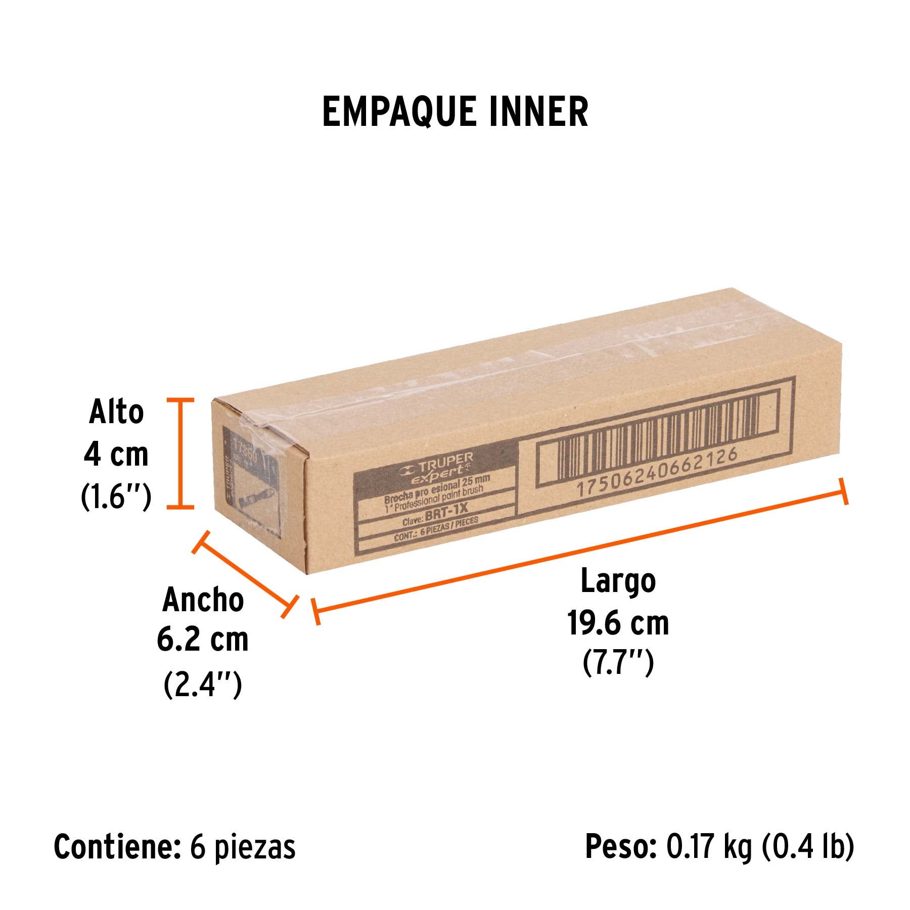Brocha, mango de plástico, 1", Truper Expert