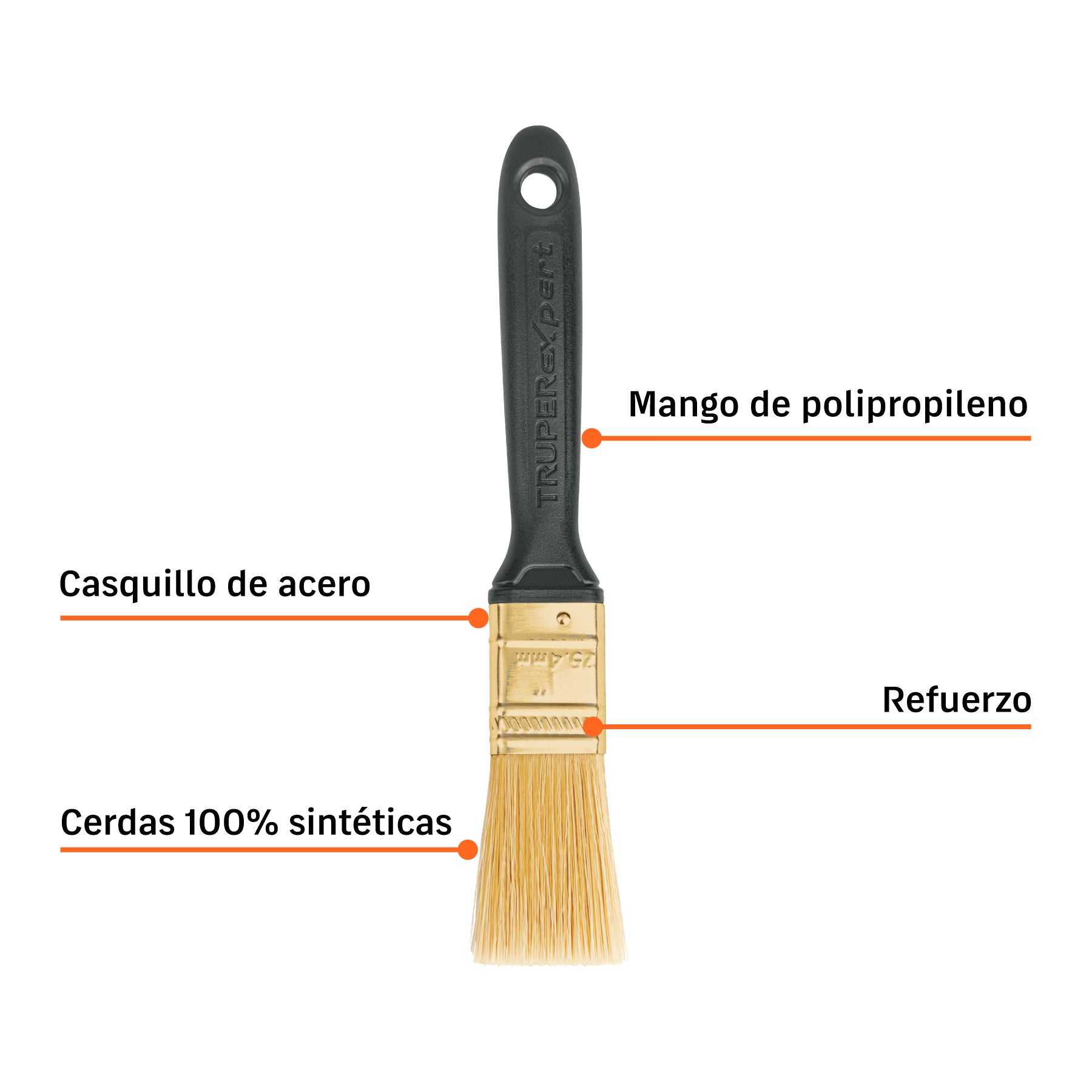 Brocha, mango de plástico, 1", Truper Expert