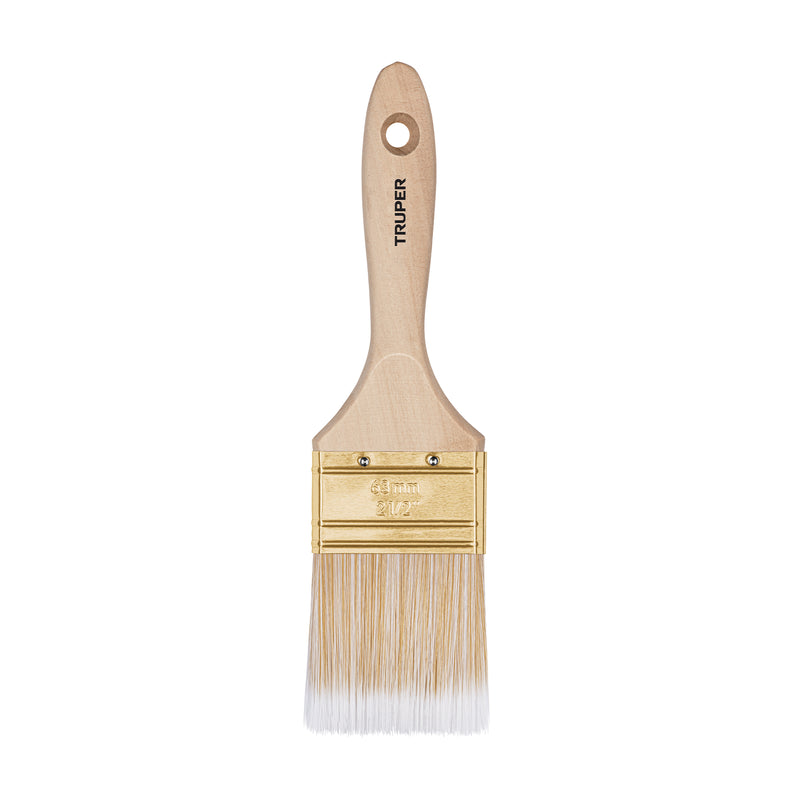 Brocha cerdas sintéticas,mango de madera, corte recto, 2-1/2