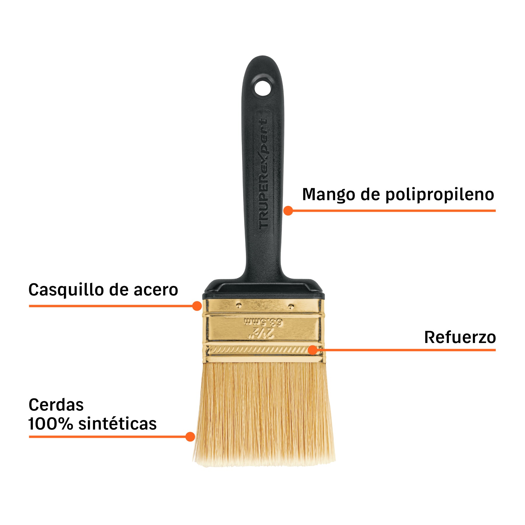 Brocha, mango de plástico, 2-1/2", Truper Expert