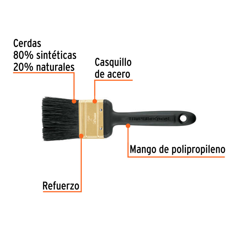 Brocha, mango de plástico, 2", Truper Expert