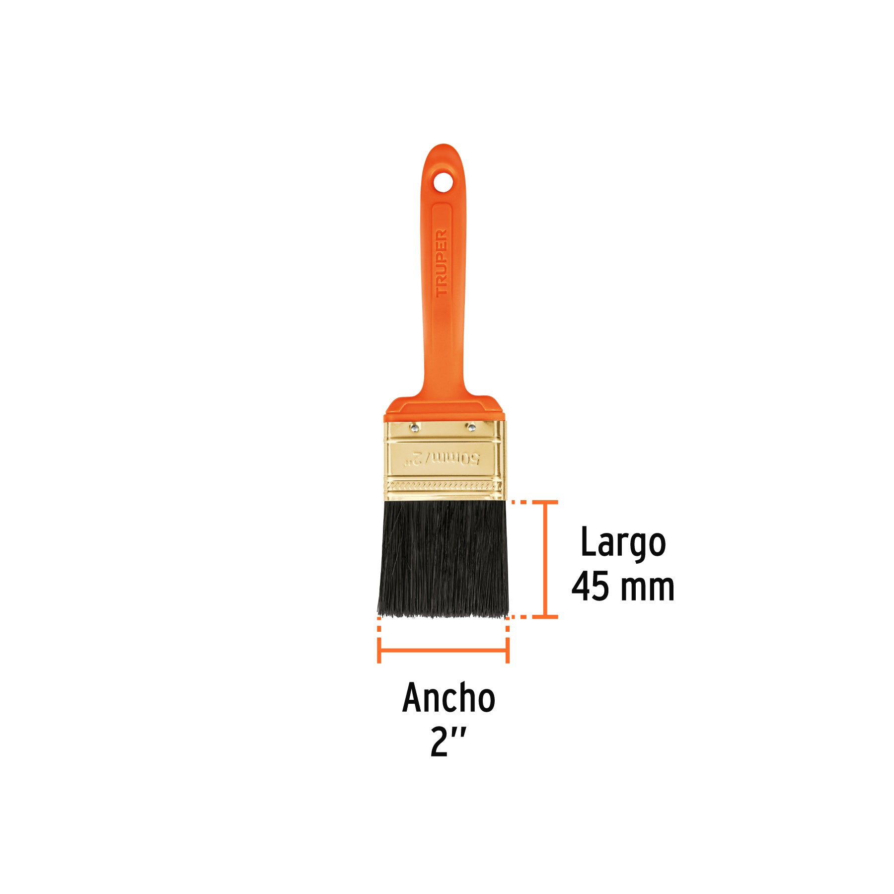 Brocha, mango de plástico, 2"