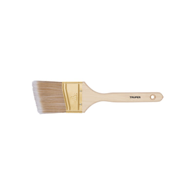 Brocha cerdas sintéticas, mango madera,corte angular, 3"