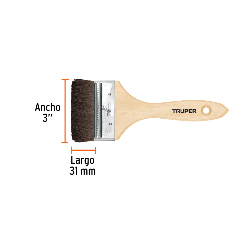 Brocha pelo de camello, mango de madera, 3"