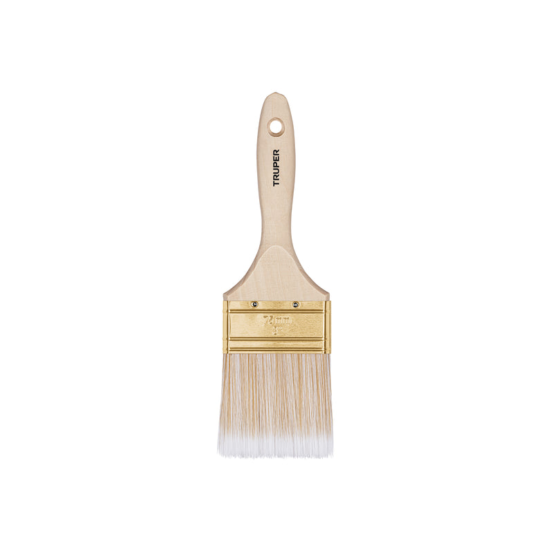 Brocha cerdas sintéticas,mango de madera, corte recto, 3"