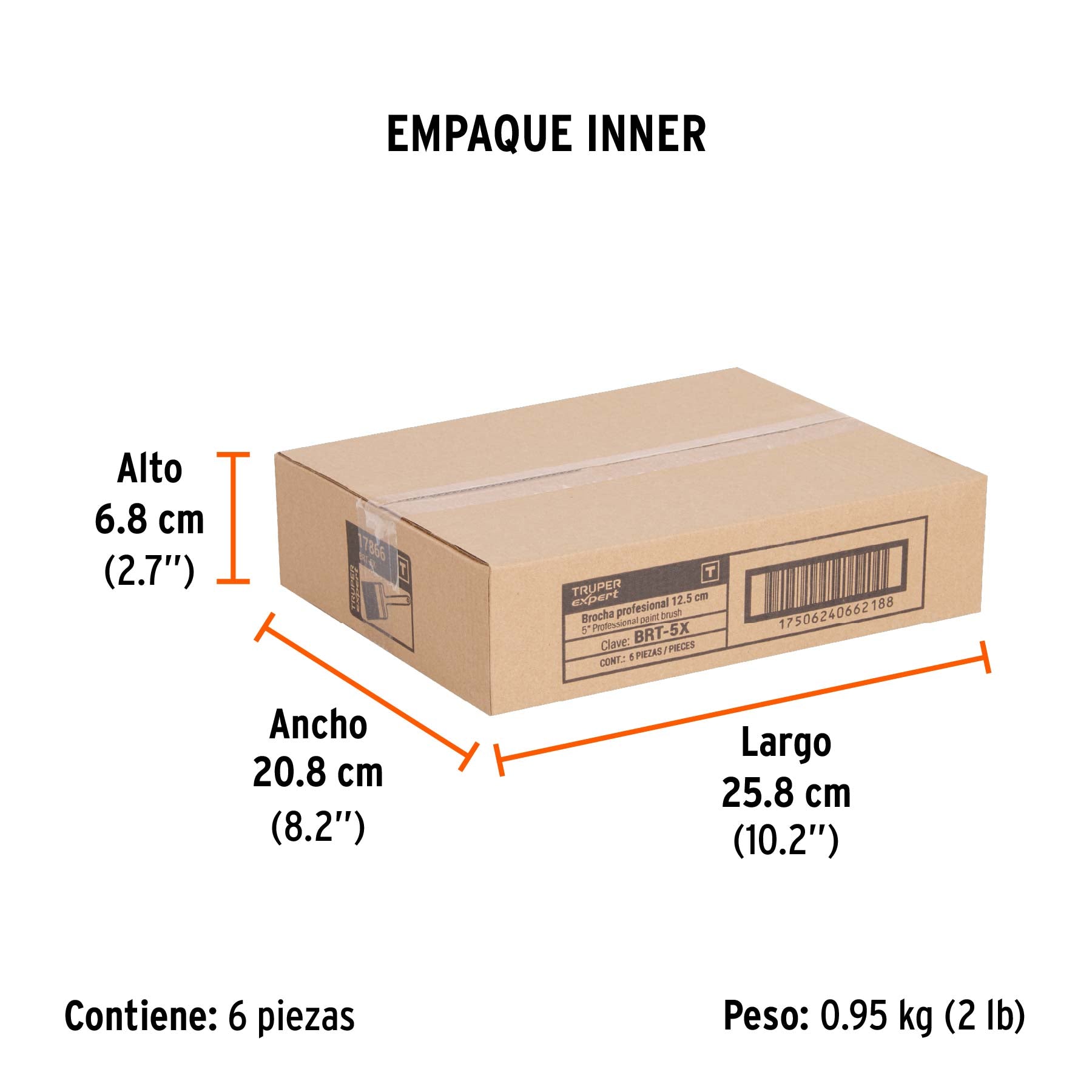 Brocha, mango de plástico, 5", Truper Expert