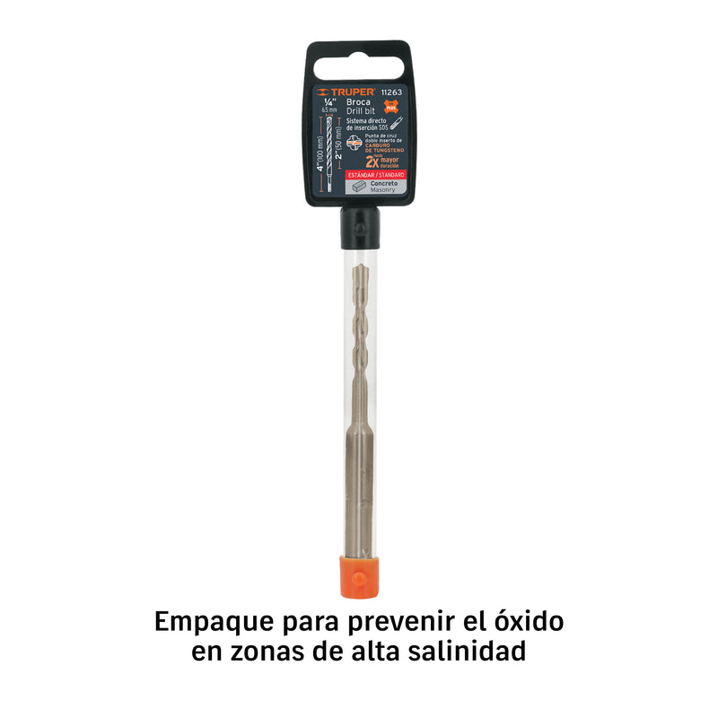 Broca con sistema directo de inserción, 1/4 x 4"
