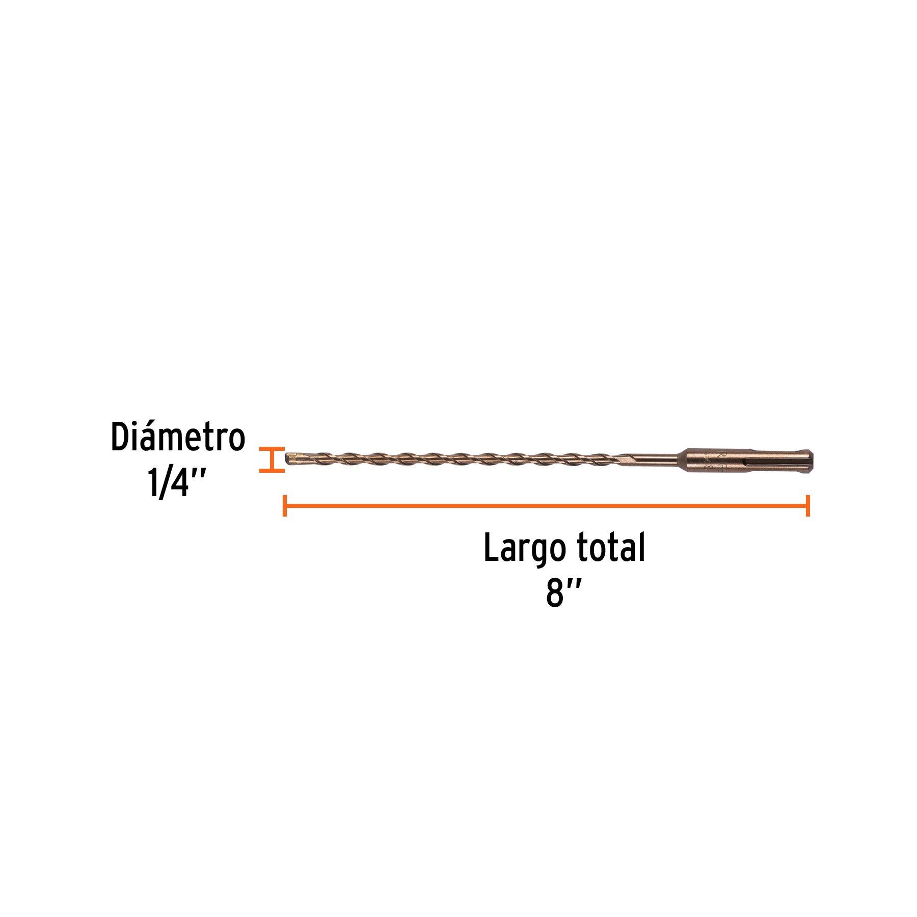 Broca con sistema directo de inserción, 1/4 x 8"