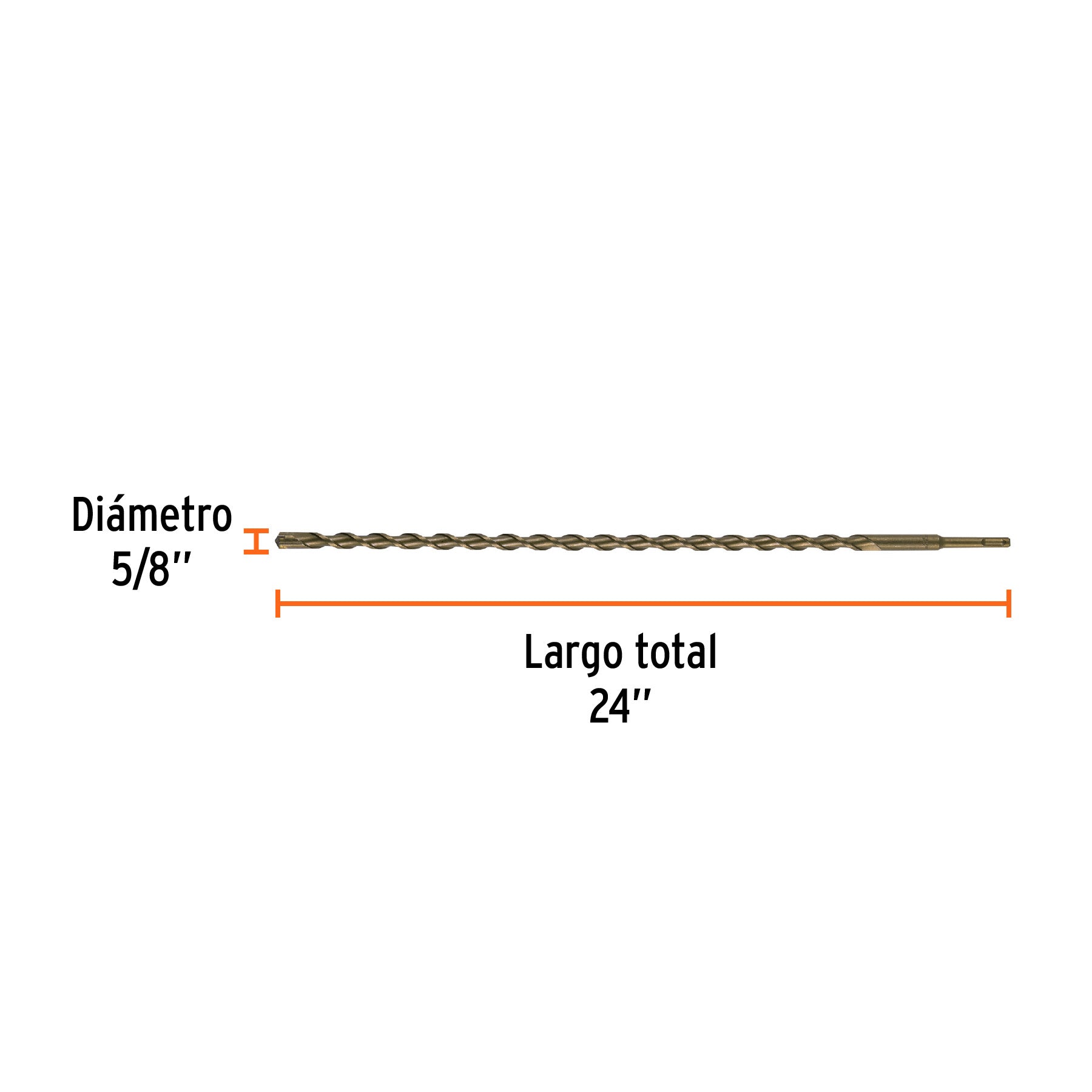 Broca con sistema directo de inserción, 5/8 x 24"