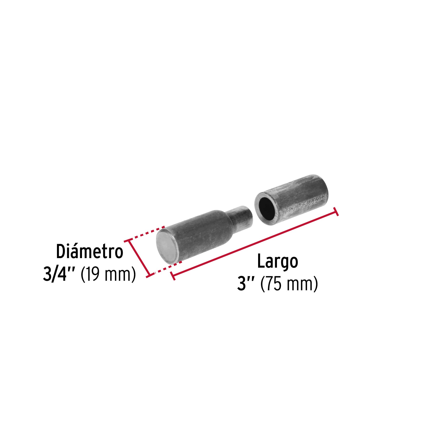 Bisagra tubular, soldable, 3/4"