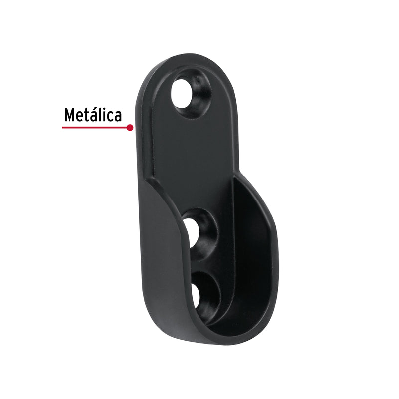Brida negra para tubo ovalado de closet, Hermex