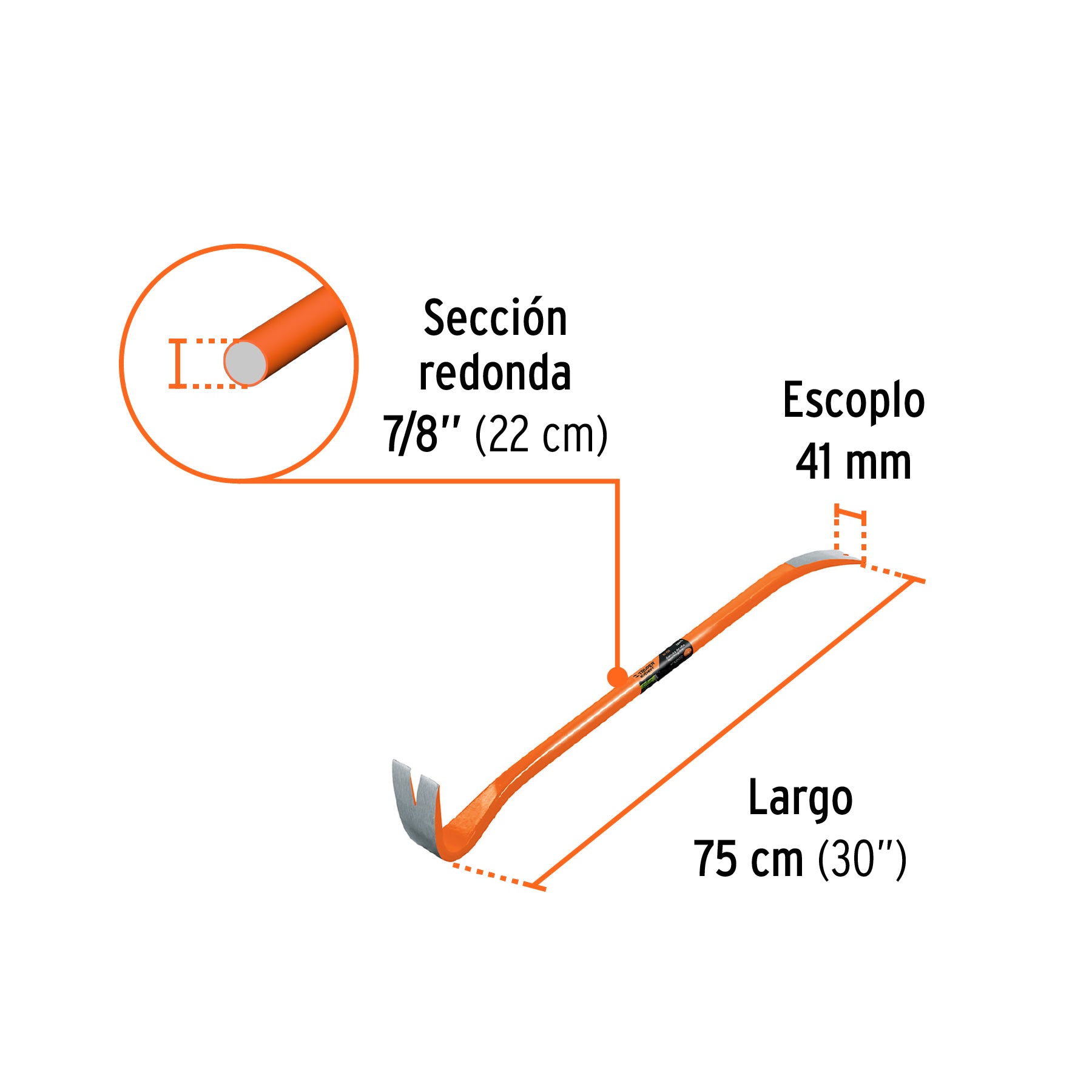 Barreta de uña de 7/8' x 75 cm, Truper Expert