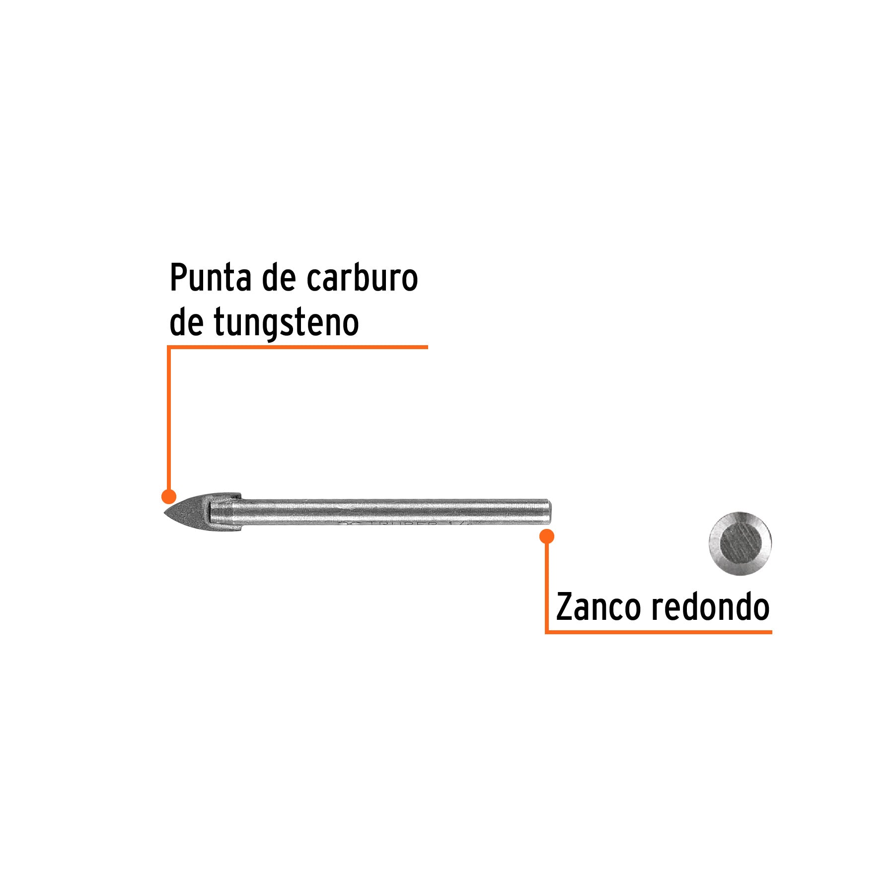 Broca para vidrio y azulejo, 1/4"