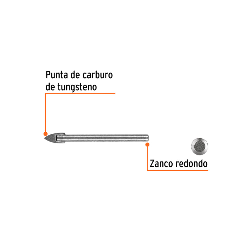 Broca para vidrio y azulejo, 1/4"