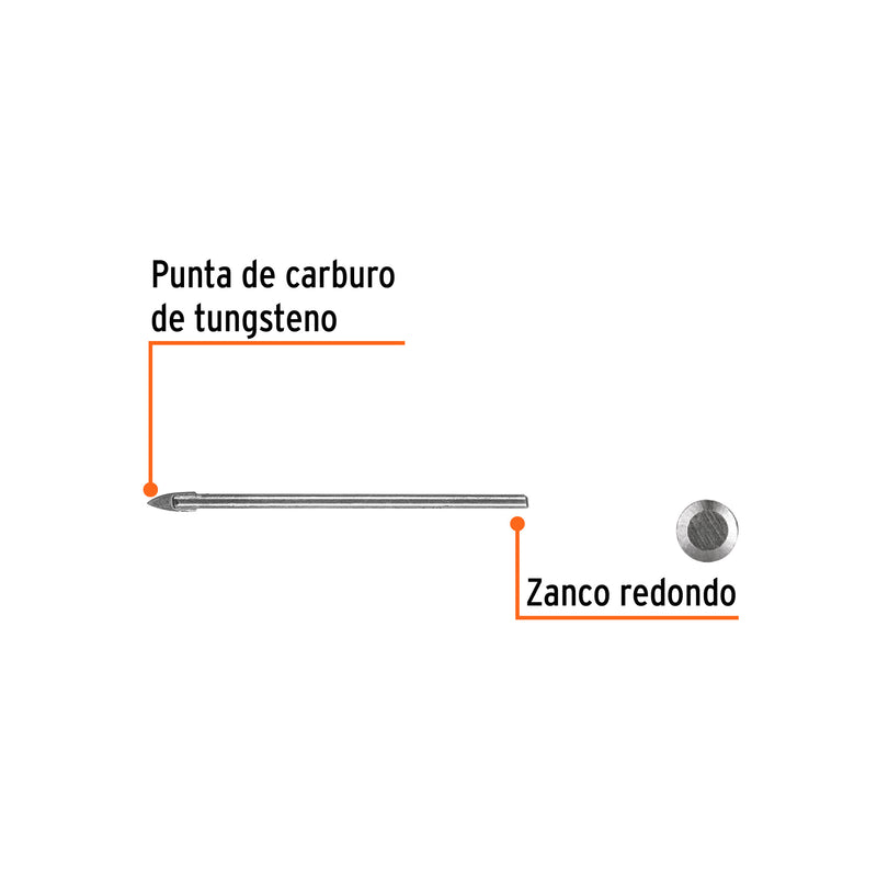Broca para vidrio y azulejo, 1/8"