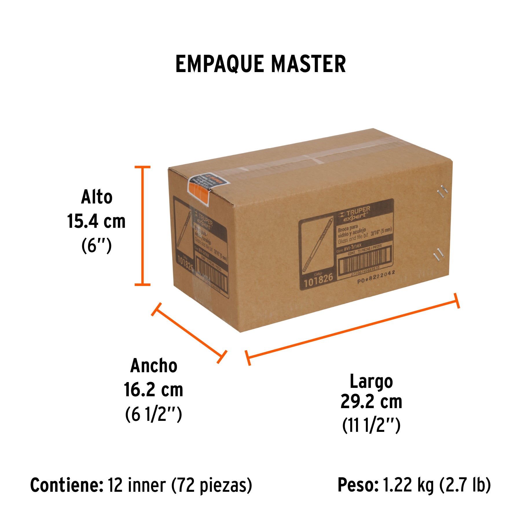 Broca para vidrio y azulejo 3/16', Truper Expert