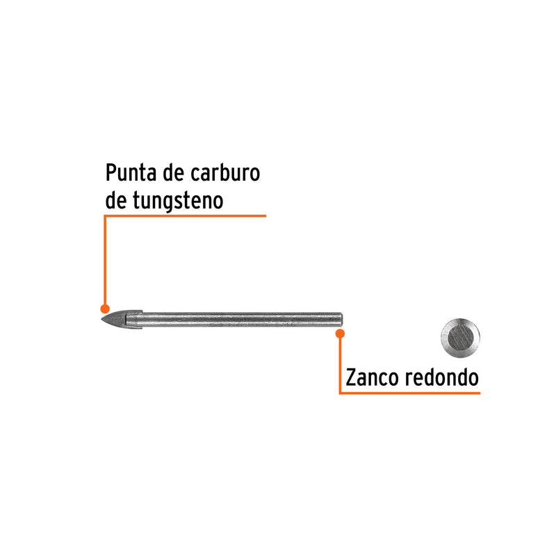 Broca para vidrio y azulejo, 3/16"