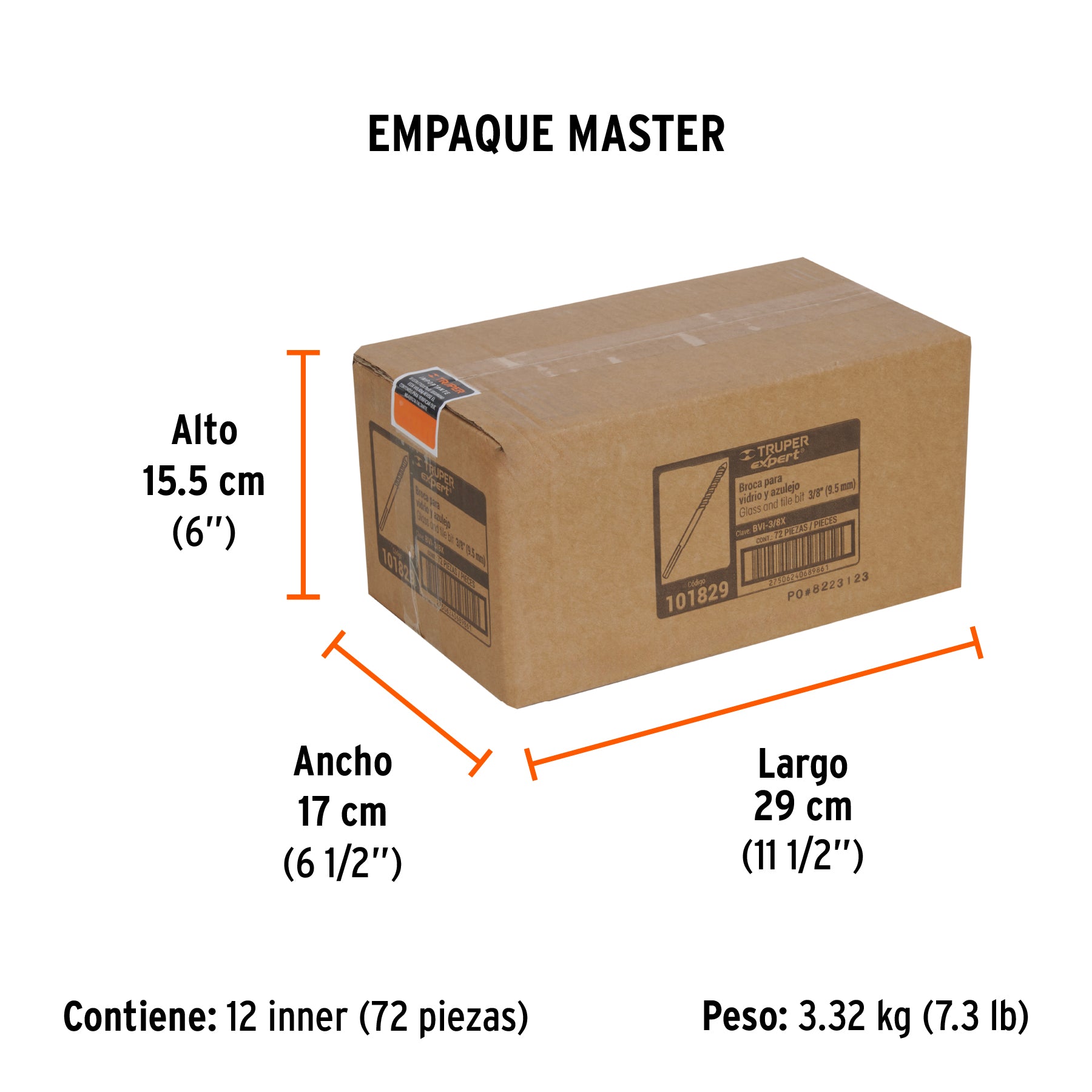 Broca para vidrio y azulejo 3/8', Truper Expert