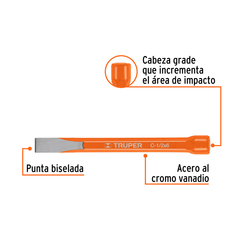 Cincel de corte frío, 1/2 x 6"