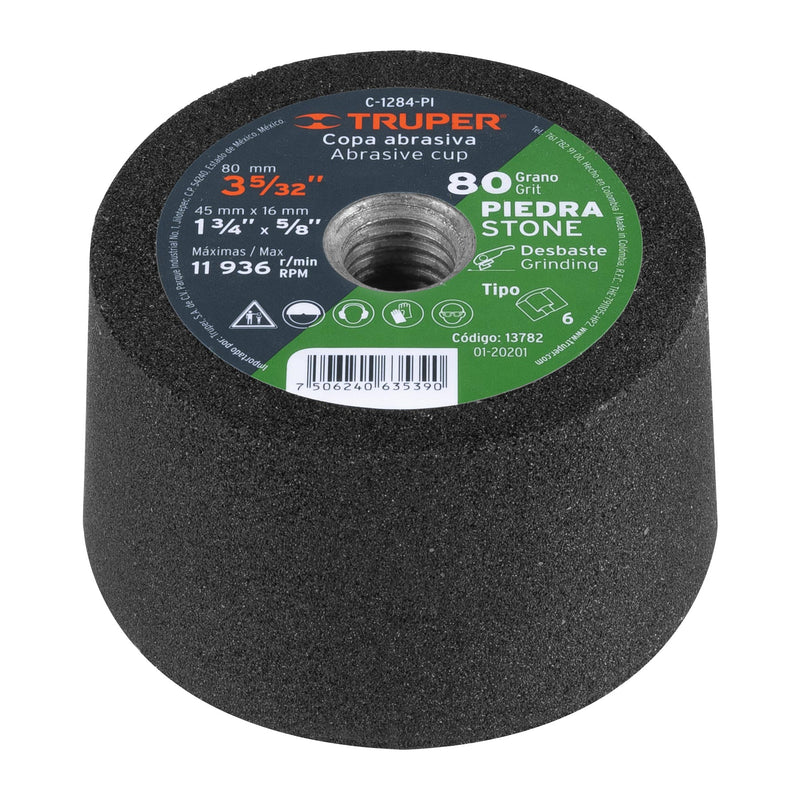 Copa desbaste, 3-5/32", grano 80 para piedra