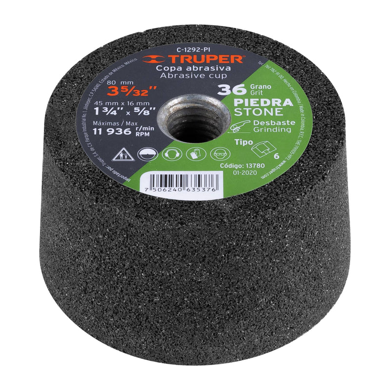 Copa desbaste, 3-5/32", grano 36 para piedra