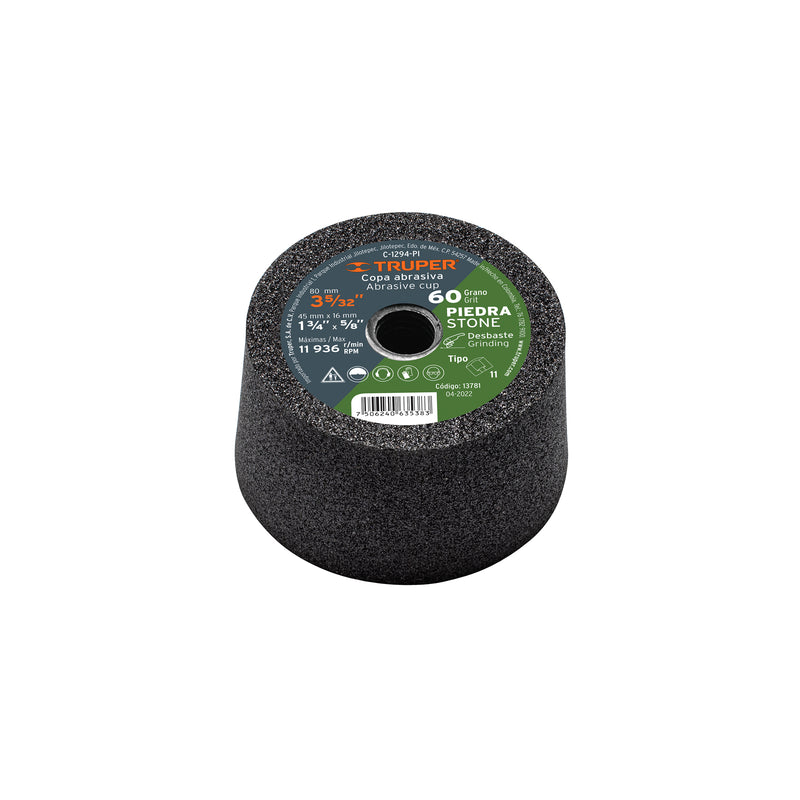 Copa desbaste, 3-5/32", grano 60 para piedra