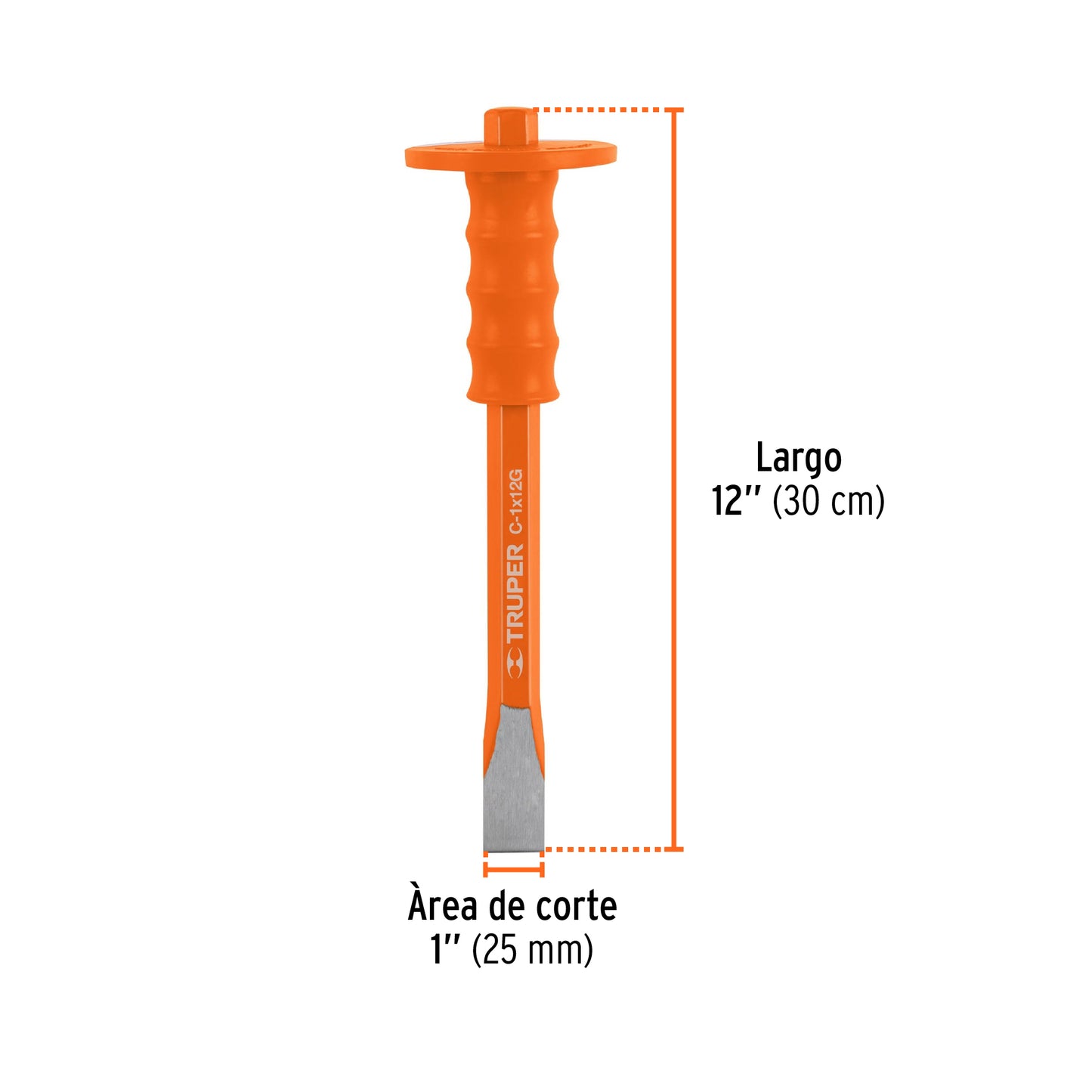 Cincel de corte frío, 1 x 12", con grip