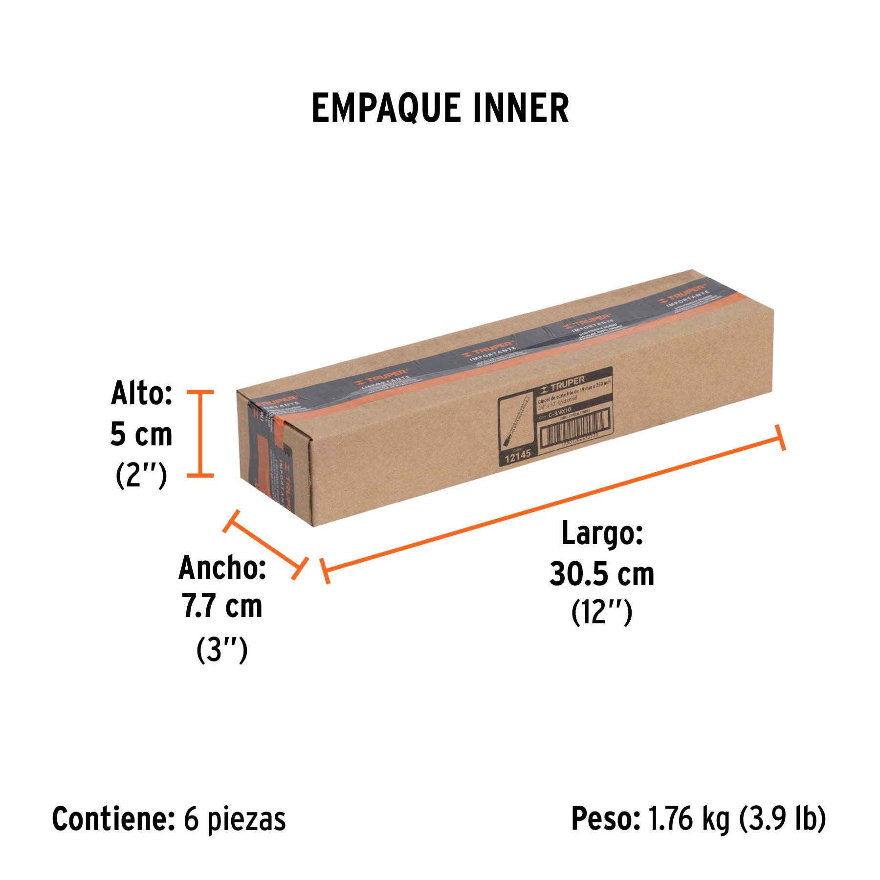 Cincel de corte frío, 3/4 x 10"