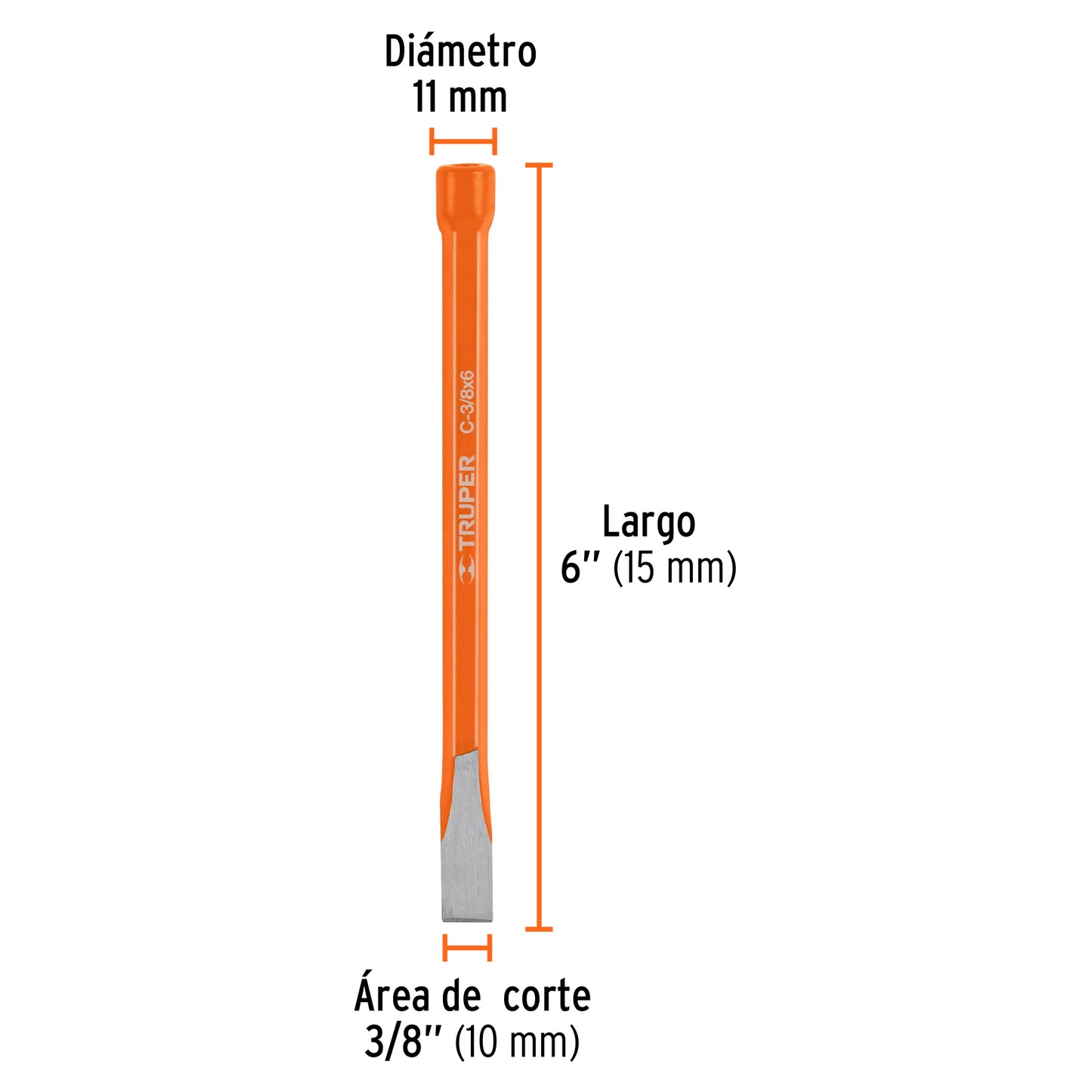 Cincel de corte frío, 3/8 x 6"