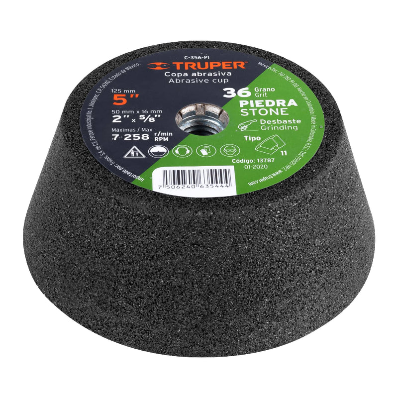 Copa desbaste, 5", grano 36 para piedra
