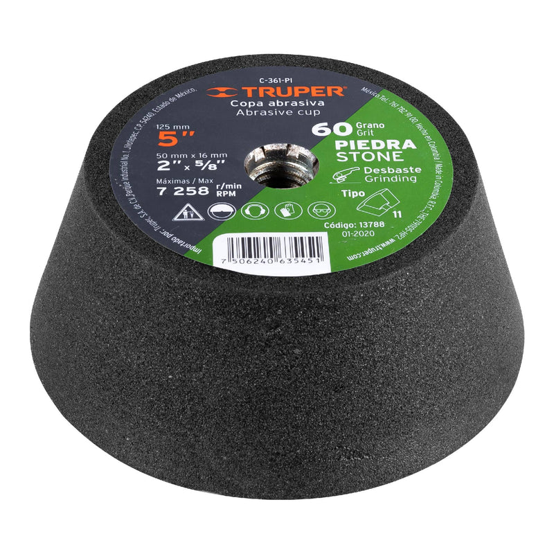 Copa desbaste, 5", grano 60 para piedra